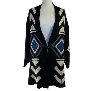 Geometric Patterned Black Cardigan